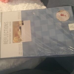NWT Blue Checkered Microfiber Table Cloth Round 70" Diameter